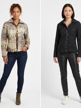 Textured Reversible Women's Zippered Jacket  Size Med